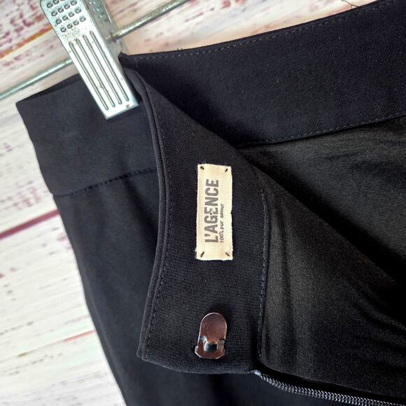 L'Agence Basic Black Pencil Skirt Size 4 Pockets Slit Stretch Classic Career Cor - Picture 5 of 13